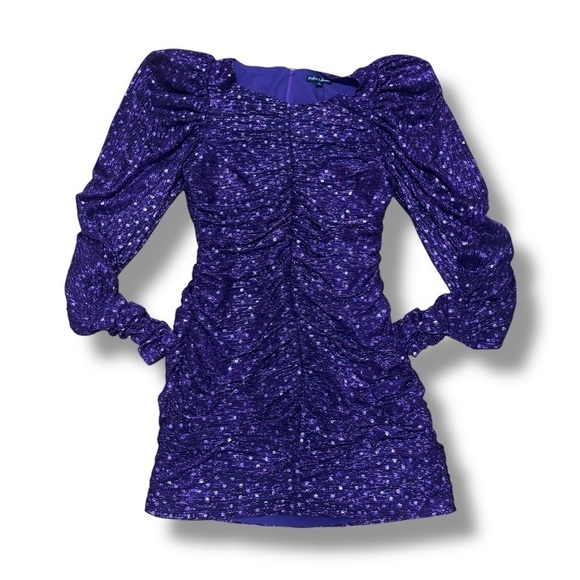 NWT For Love & Lemons Purple Sparkly 80s Inspired La Villette Mini Dress Medium - Picture 2 of 14